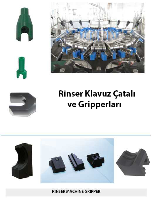 Rinser Çalkalama Makinası Gripperları Şişe Tutucu kafalar Şişe Klavuz çatalları Şişe Klavuz Çatalı